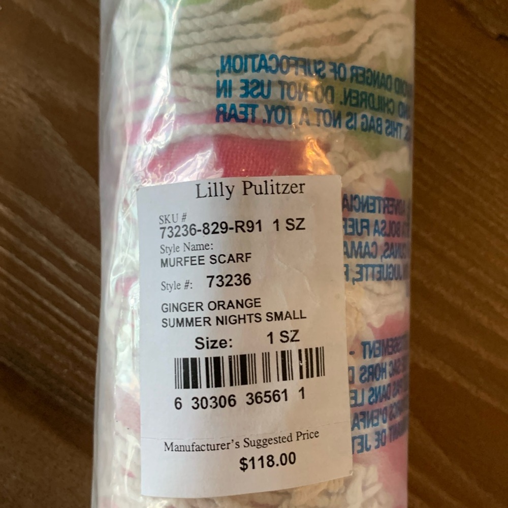 Lily Pulitzer Ginger Orange Summer Nights Small Mufee Scarf
